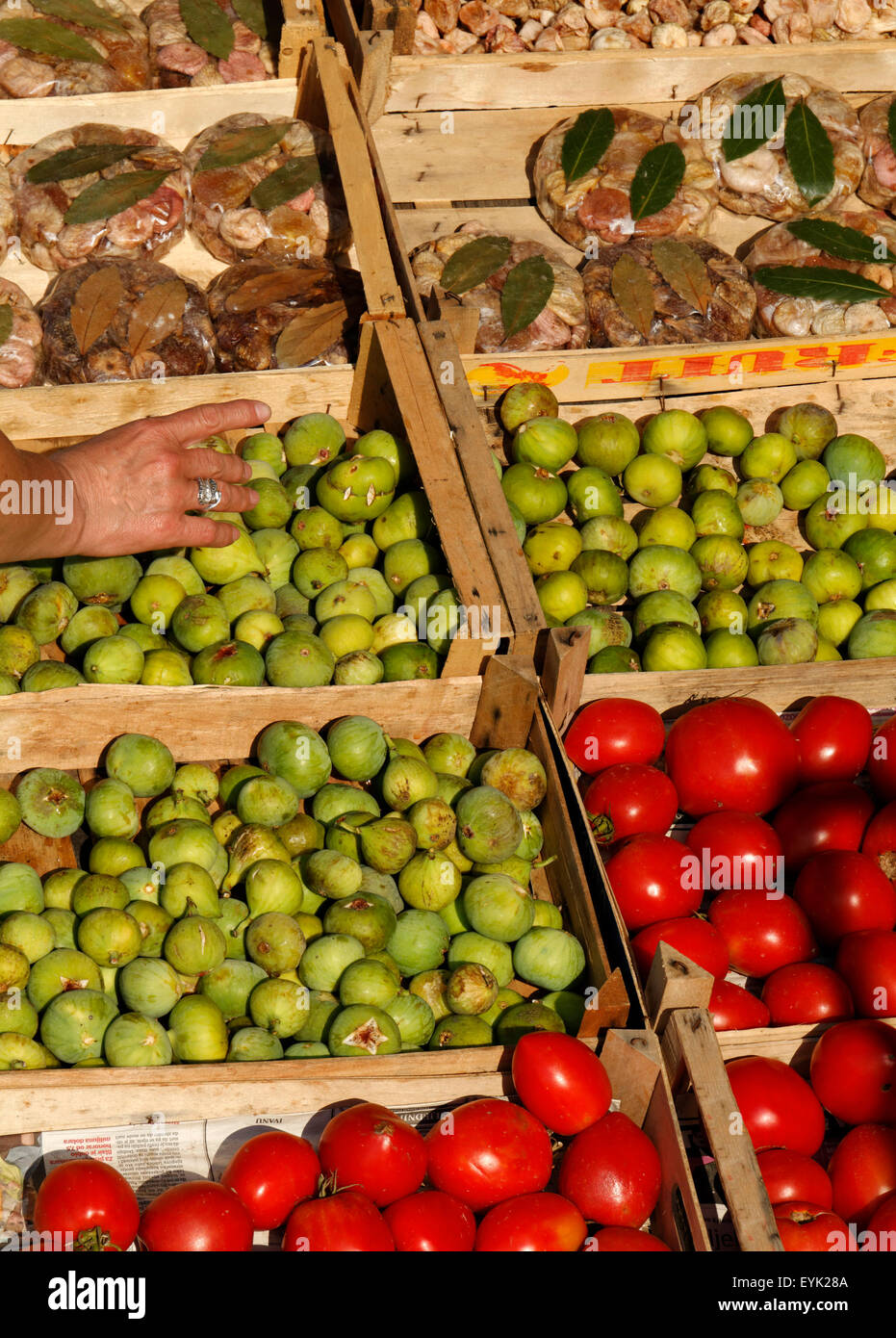 Fruits and vegetables market stall by a road, Croatia Stock Photo