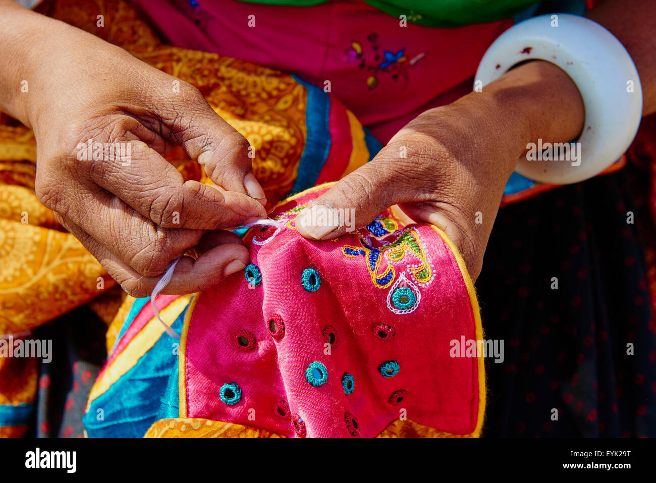 India, Gujarat, Kutch, Dhrang village, Ahir ethnic group Stock Photo