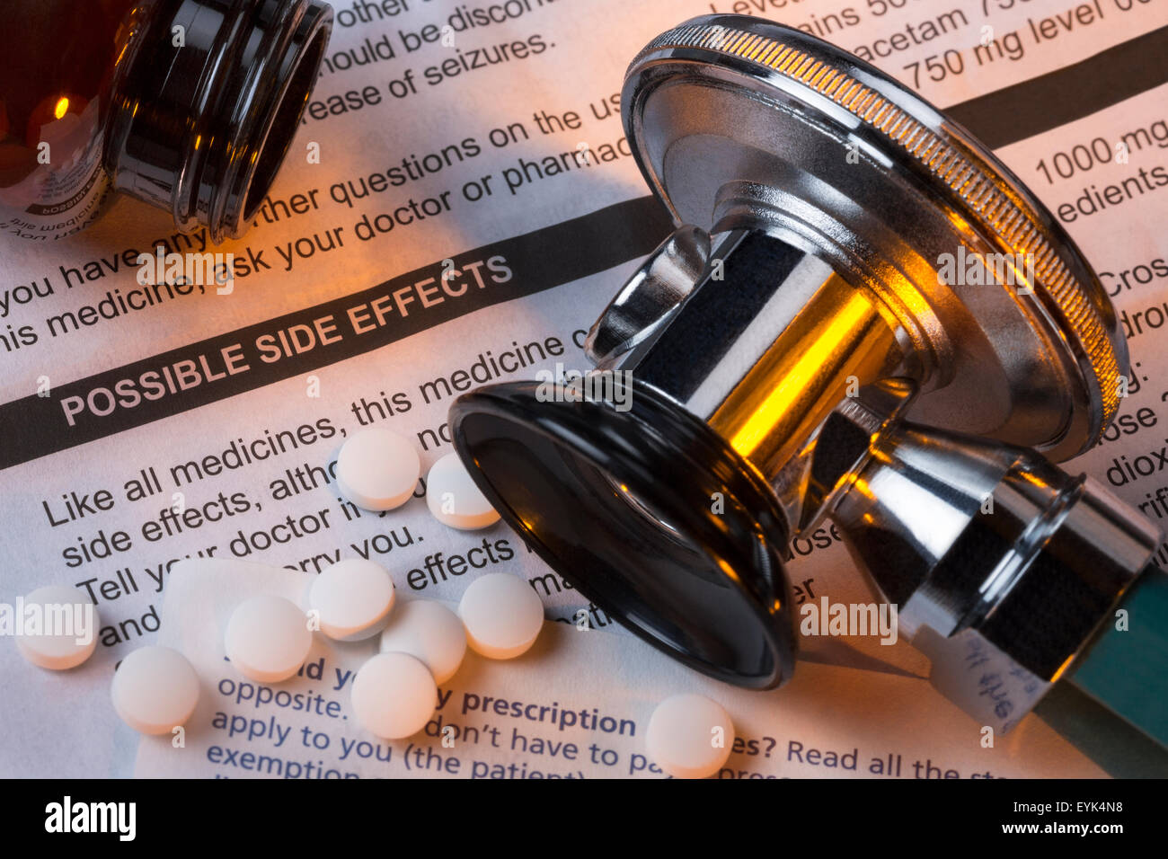 Prescription medicine - Possible Side effects Stock Photo
