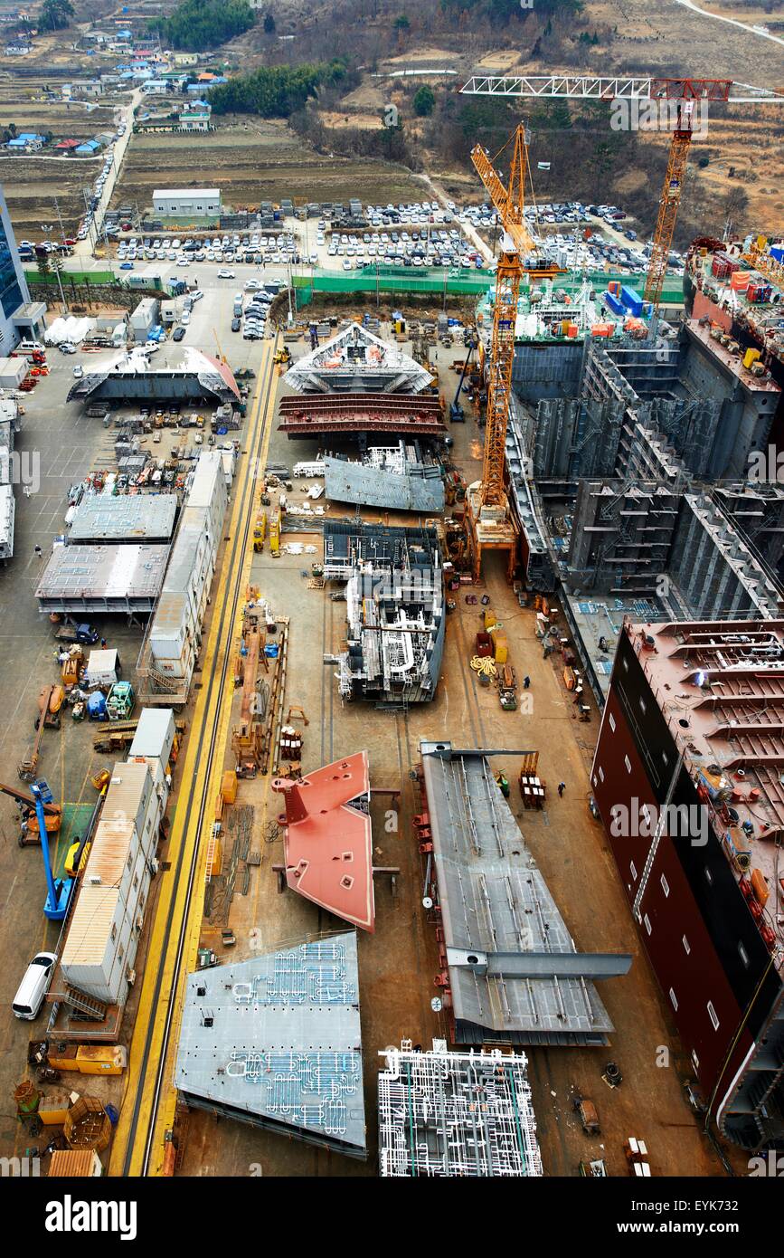 Shipping port, elevated view, GoSeong-gun, South Korea Stock Photo
