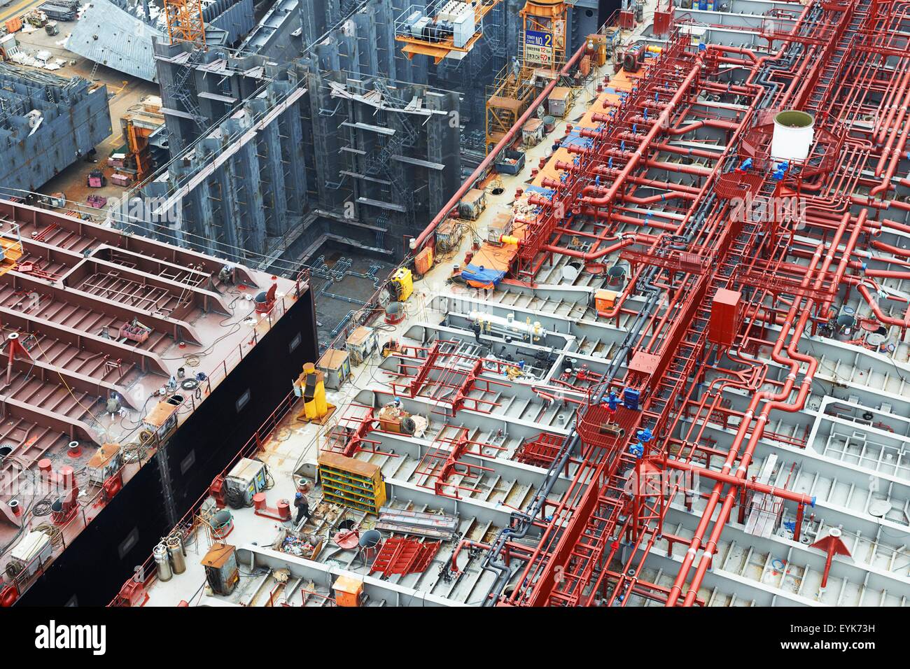 Shipping port, elevated view, GoSeong-gun, South Korea Stock Photo