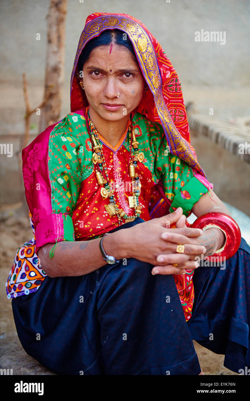 India, Gujarat, Kutch, Padhar village, Ahir ethnic group Stock Photo