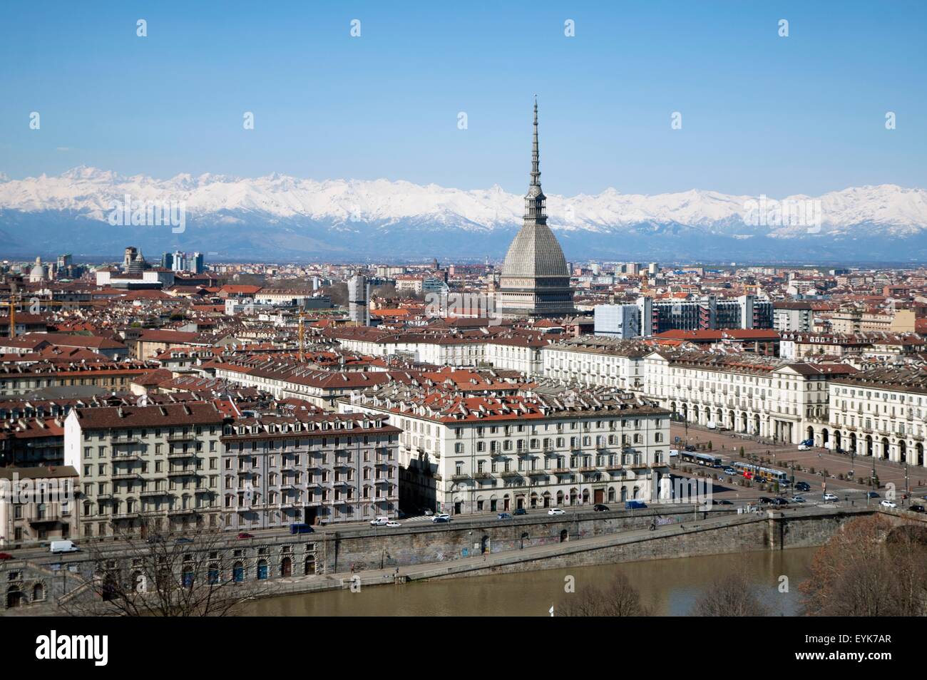Piazza Vittorio Veneto and Mole Antonelliana, Turin, Piedmont, Italy Stock Photo