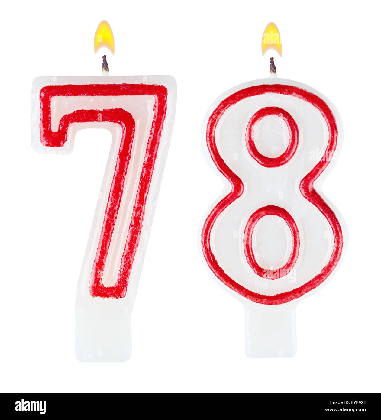 Birthday candles number seventy eight isolated on white background Stock Photo