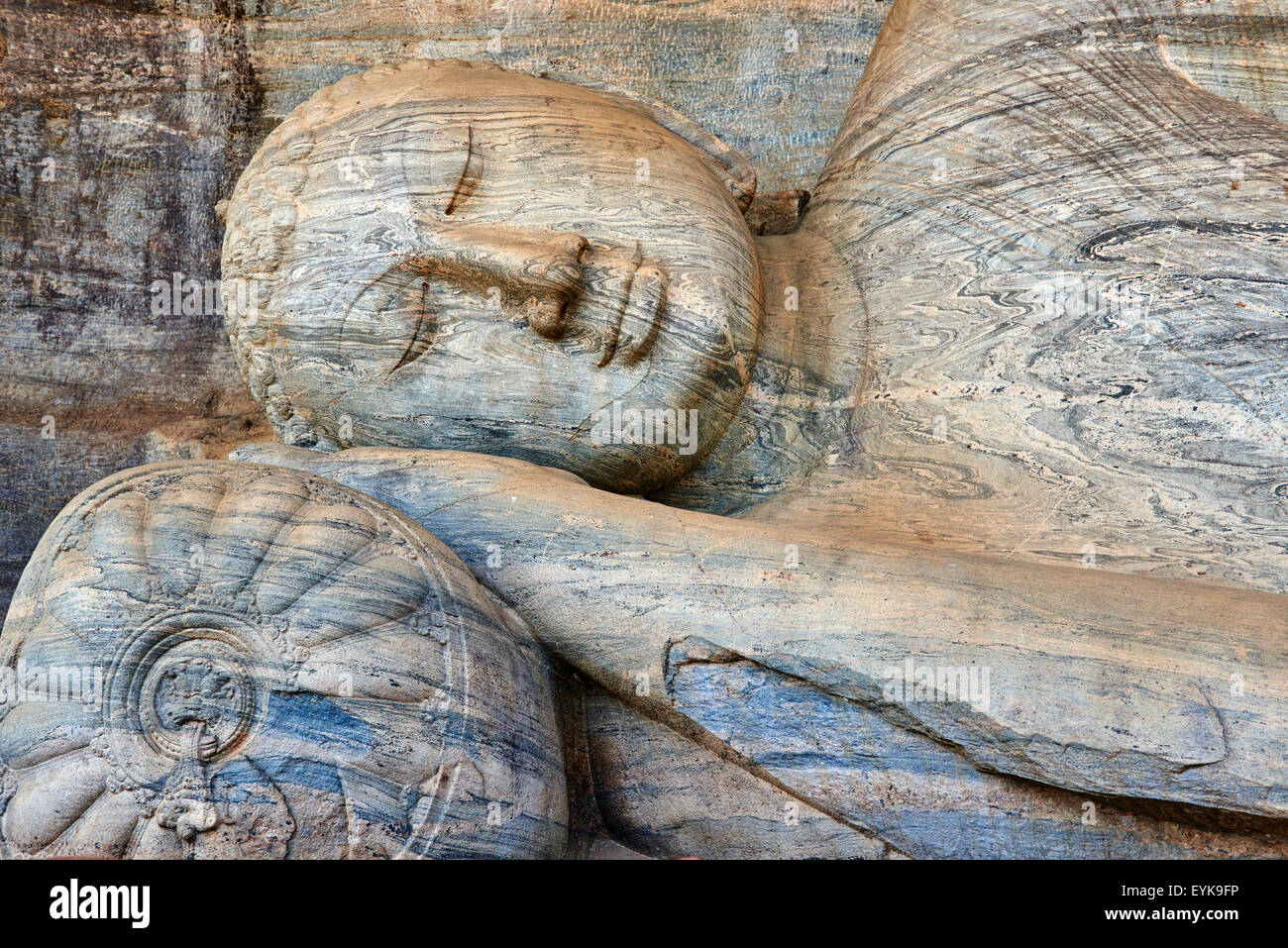 Sri Lanka, Ceylon, North Central Province, ancient city of Polonnaruwa, UNESCO World Heritage Site, Gal Vihara, reclining Buddha Stock Photo