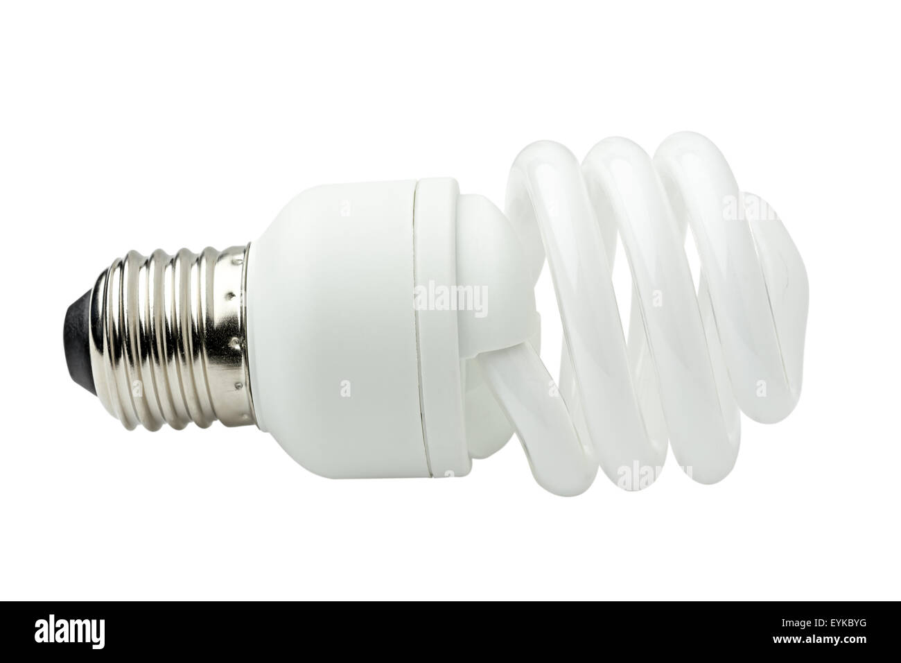 Energy saving compact fluorescent lamp. Spiral shape. Isolated on white