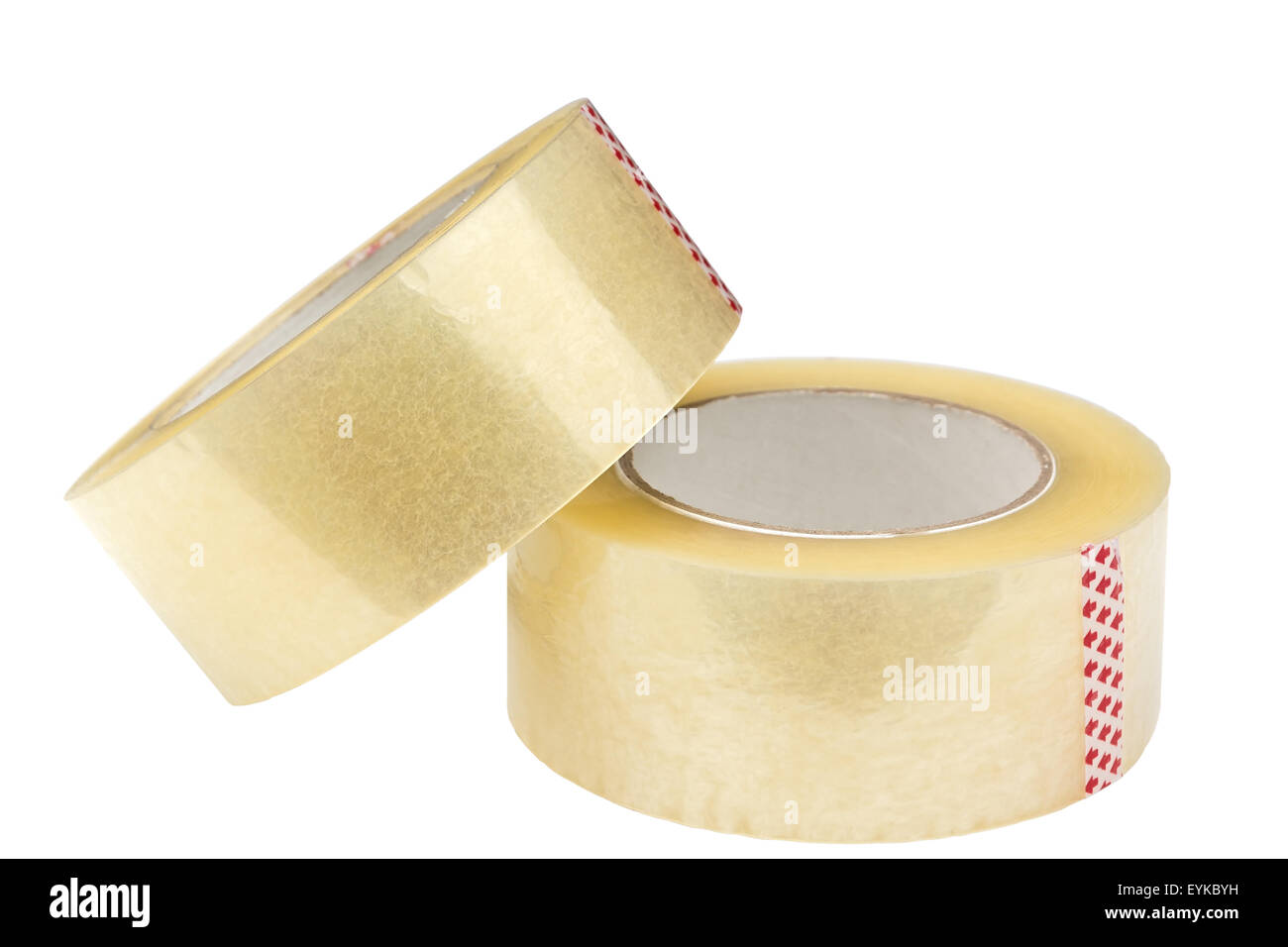 Two rolls of adhesive tape. Isolated on white background. Clipping path is saved. Stock Photo