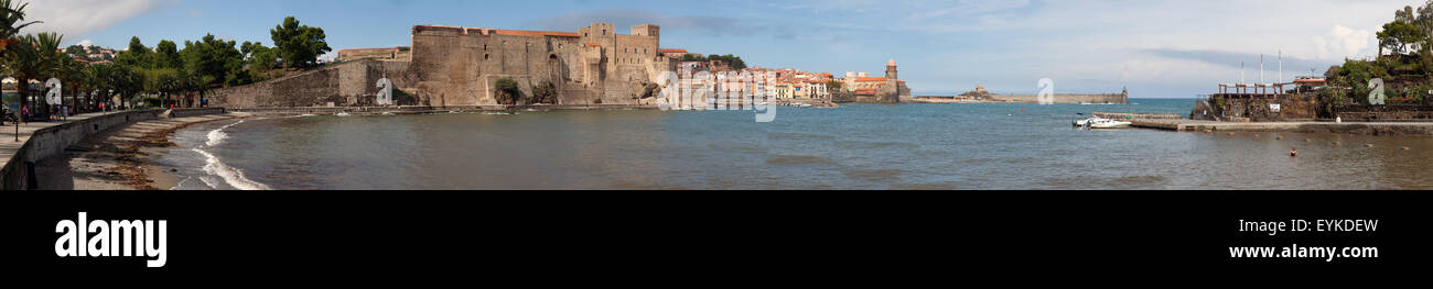 Panorama of Collioure in Southern France. Stock Photo