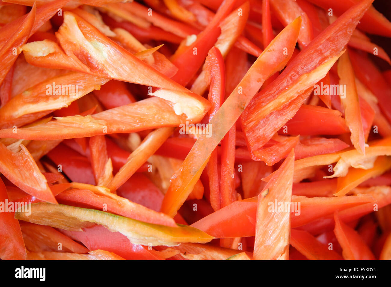 sliced red bell pepper Stock Photo