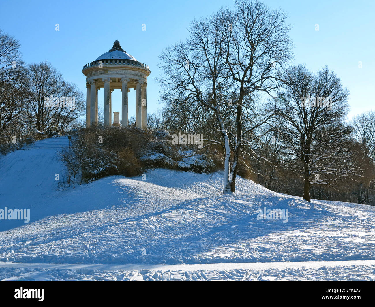 Deutschland Oberbayern Munchen Englischer Garten Winter Stock