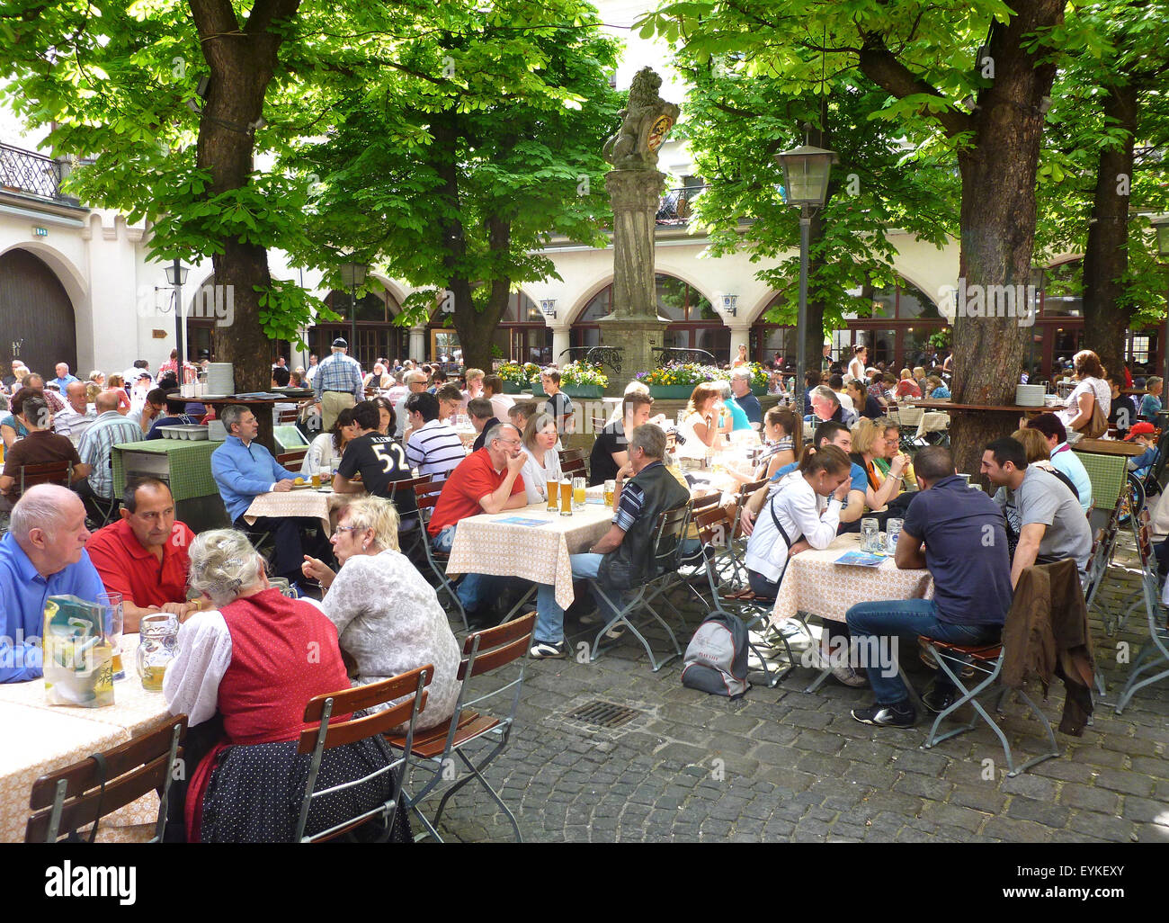 Germany Upper Bavaria Munich Hofbrauhaus At Platzl Beer Garden