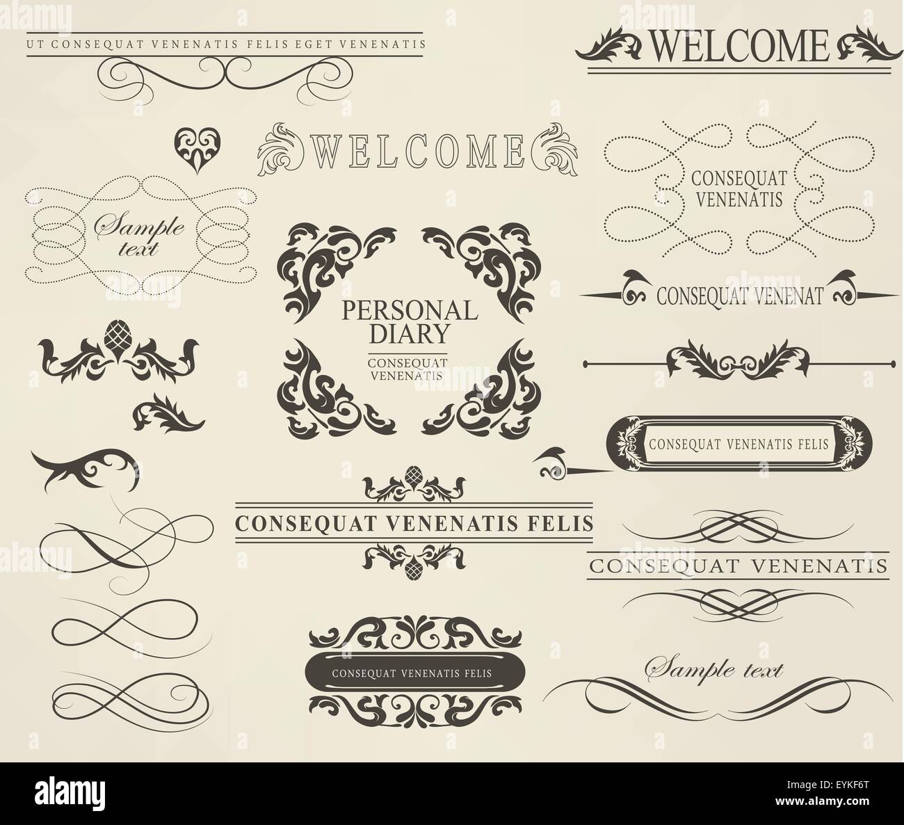 Set of calligraphic elements for design Stock Vector Image & Art - Alamy