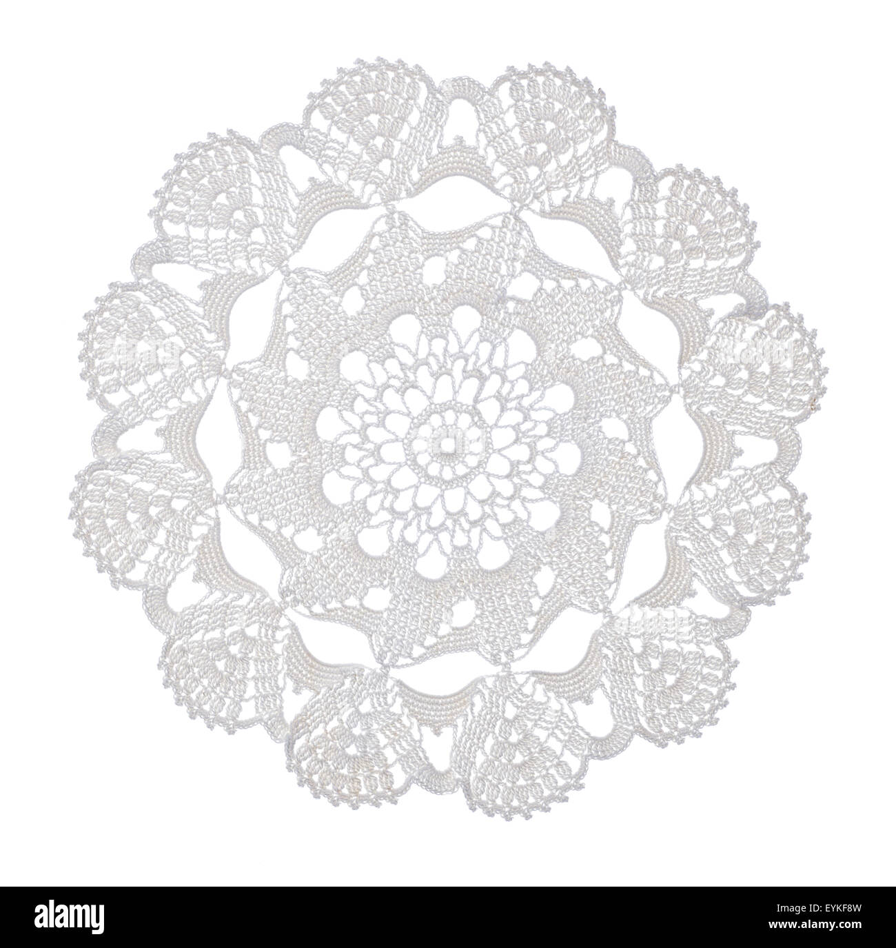 White lace doily before background as a cut out Stock Photo Alamy