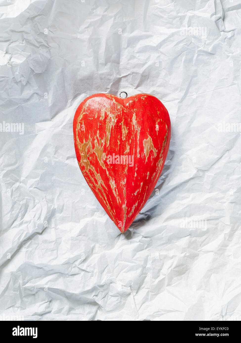 red heart of wood on white paper Stock Photo - Alamy