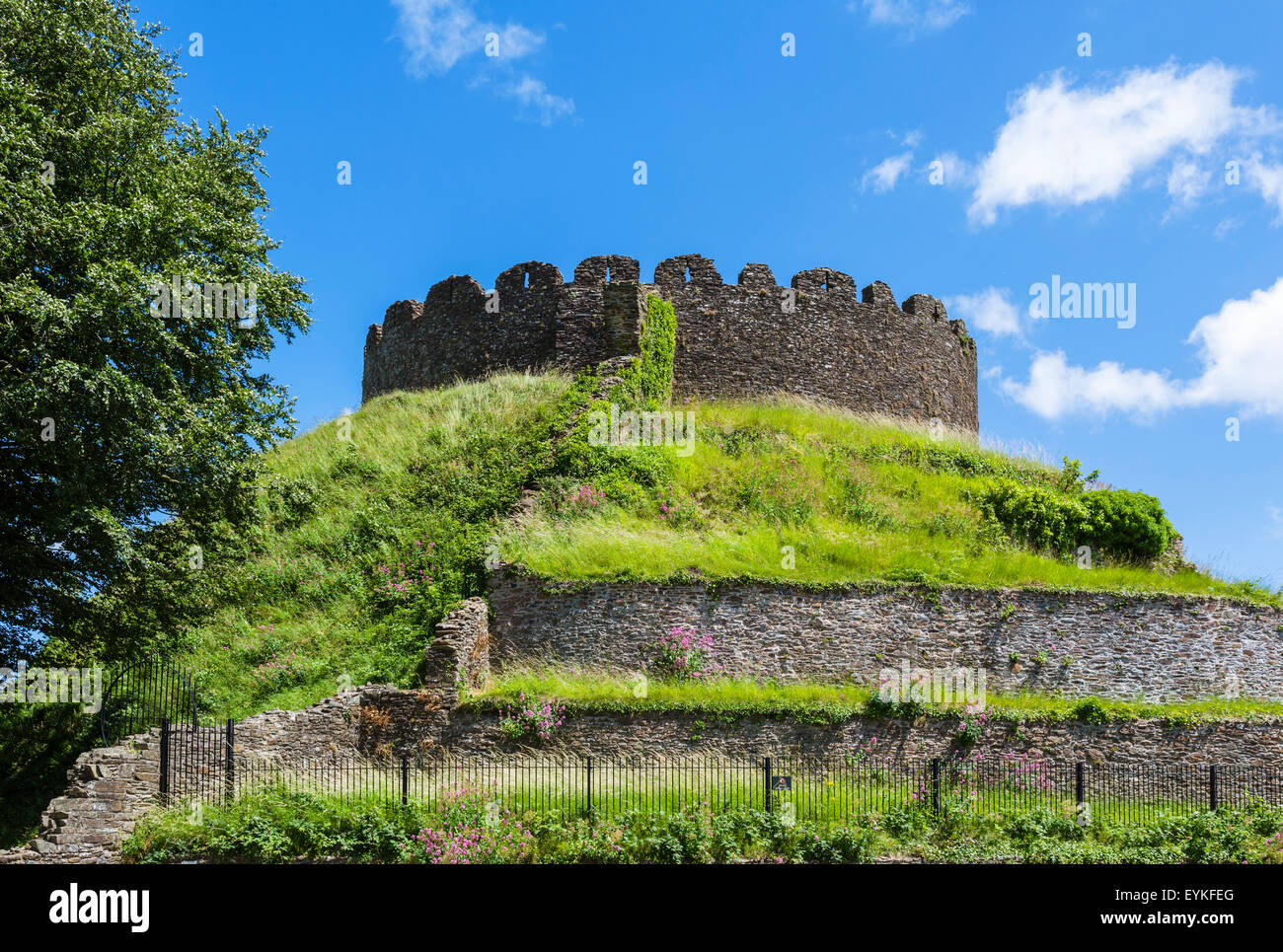 The medieval keep of Totnes Castle, an example of a Norman motte-and-bailey castle, Totnes, Devon, England, UK Stock Photo
