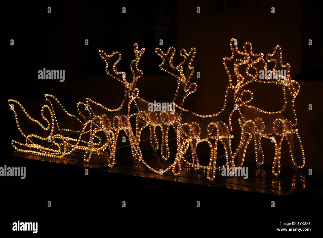 Outdoor Christmas Decoration Santa S Sleigh Reindeer Stock Photo