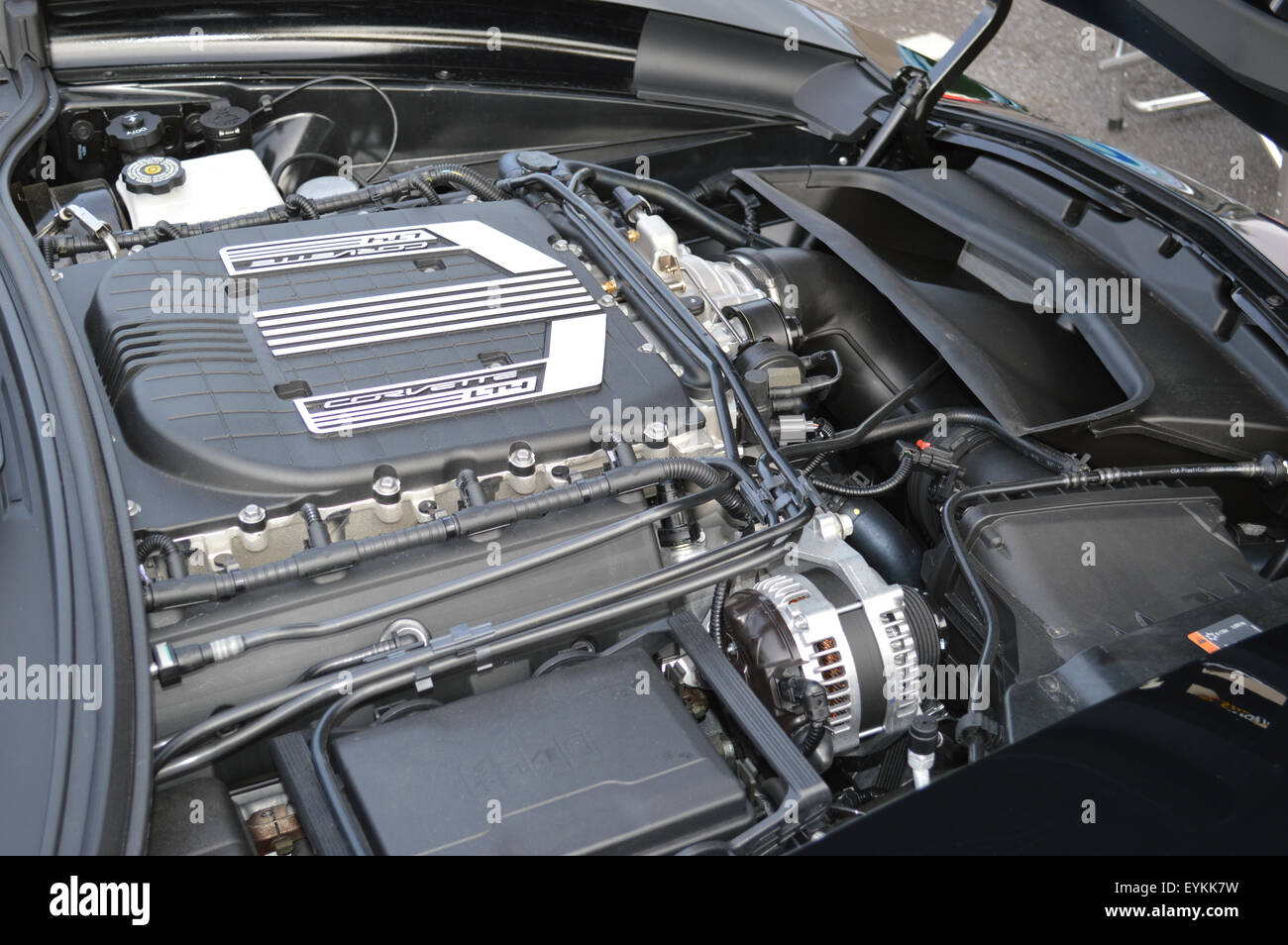 The LT4 Supercharged Engine of a 2015 Chevrolet Corvette Stingray Stock