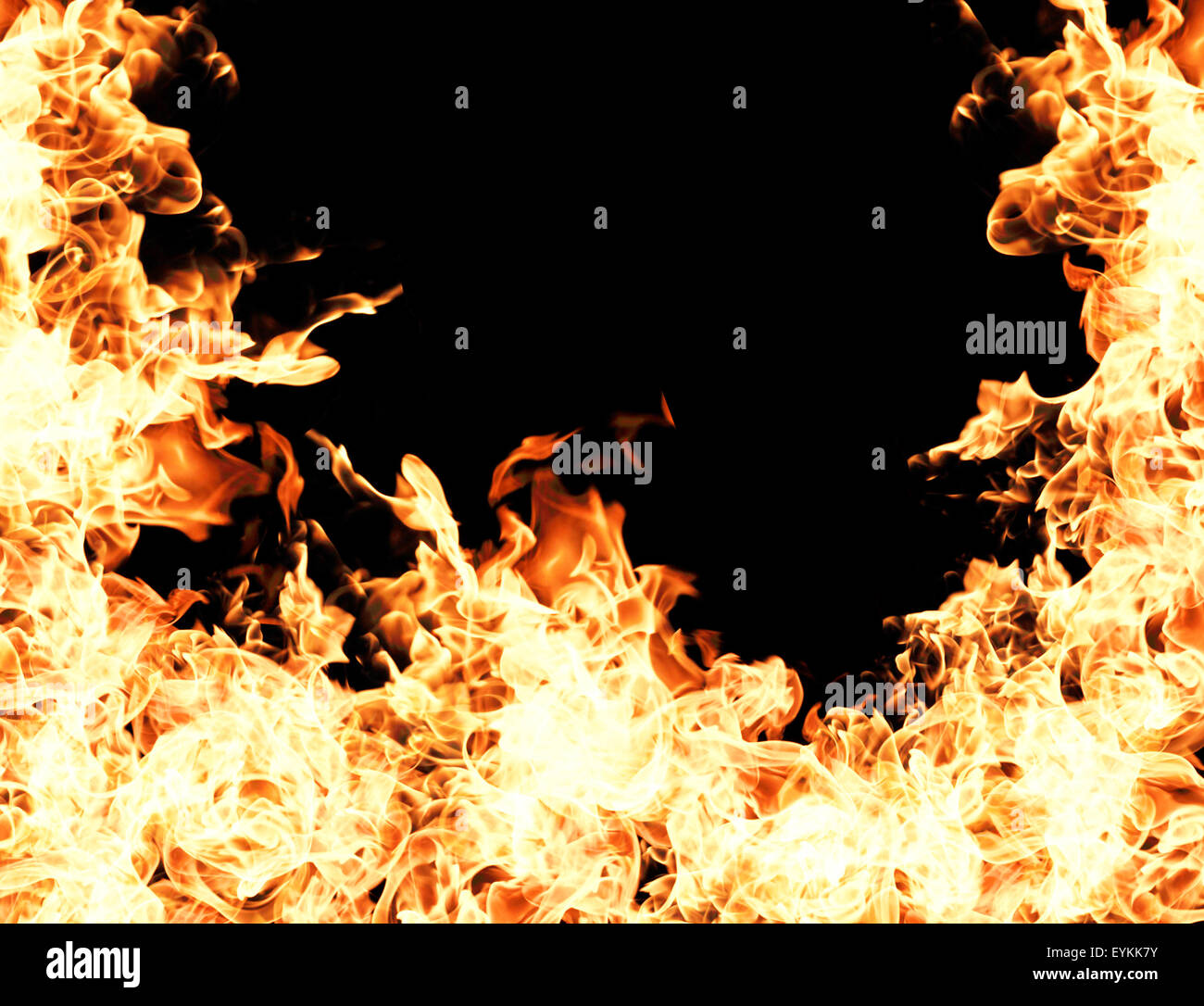 Fire flames collection isolated on black background Stock Photo - Alamy