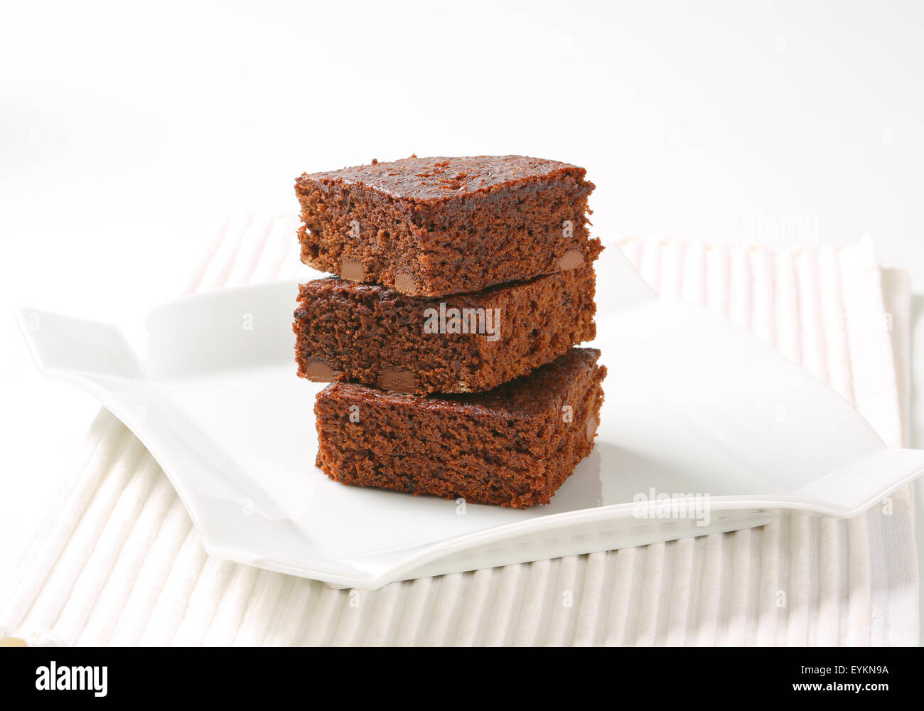 Pile of Fudgy Chocolate Chip Brownies Stock Photo