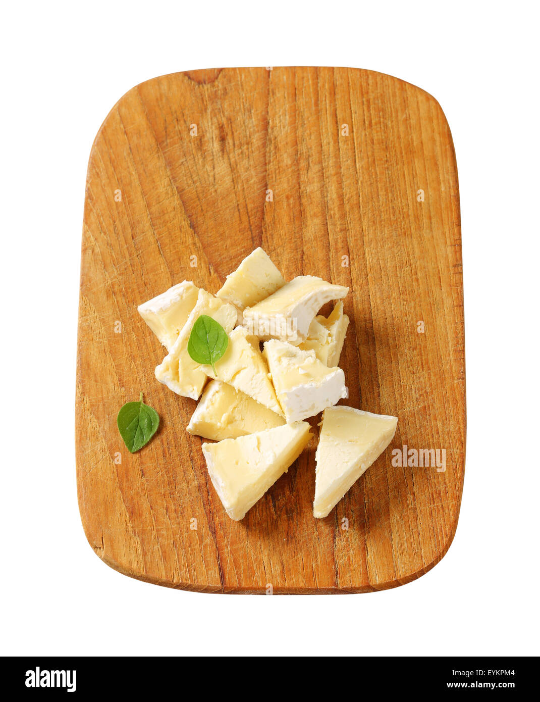Pieces of French white rind cheese Stock Photo