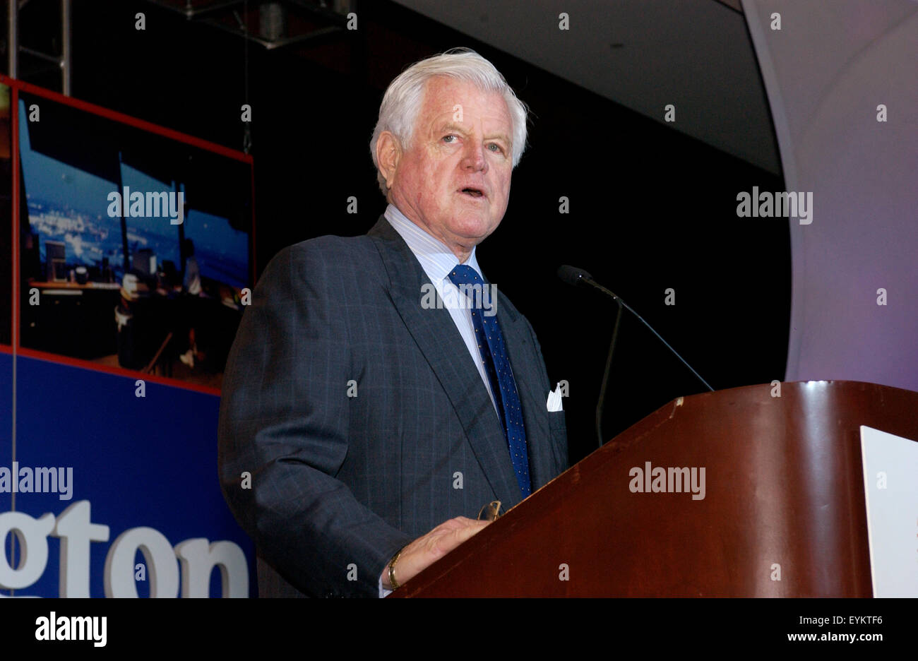 Sen. Ted Kennedy, (D-MA), Ranking, Health, Education, Labor & Pension Committee speaks at the National Air Traffic Controllers Association (NATCA) annual meeting in Washington, D.C.. Stock Photo