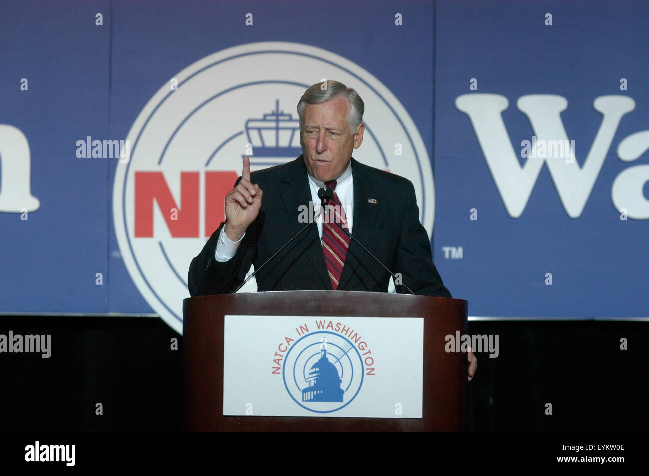 Rep. Steny Hoyer, D-MI, Minority Whip, speaks at the National Air Traffic Controllers Association (NATCA) annual meeting in Washington, D.C.. Stock Photo