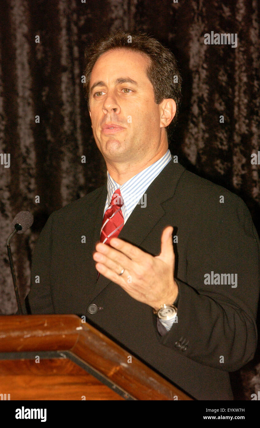 Comedian Jerry Seinfeld speaks during a ceremony to donate the puffy shirt from episode 66, 'The Puffy Shirt' episode of Seinfeld to the National Museum of American History in Washington, D.C.. Stock Photo