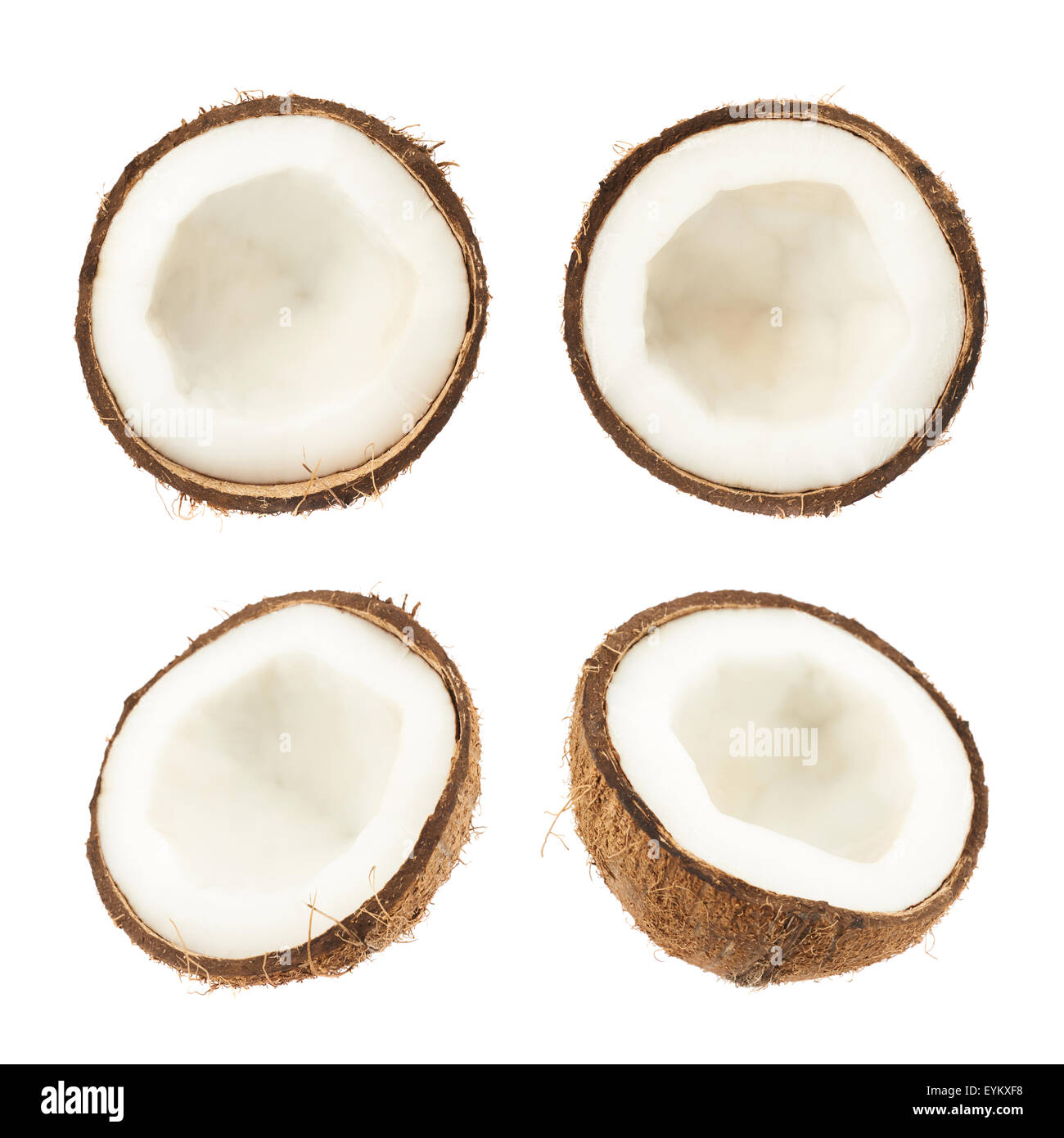 Coconut fruit cut in half Stock Photo Alamy