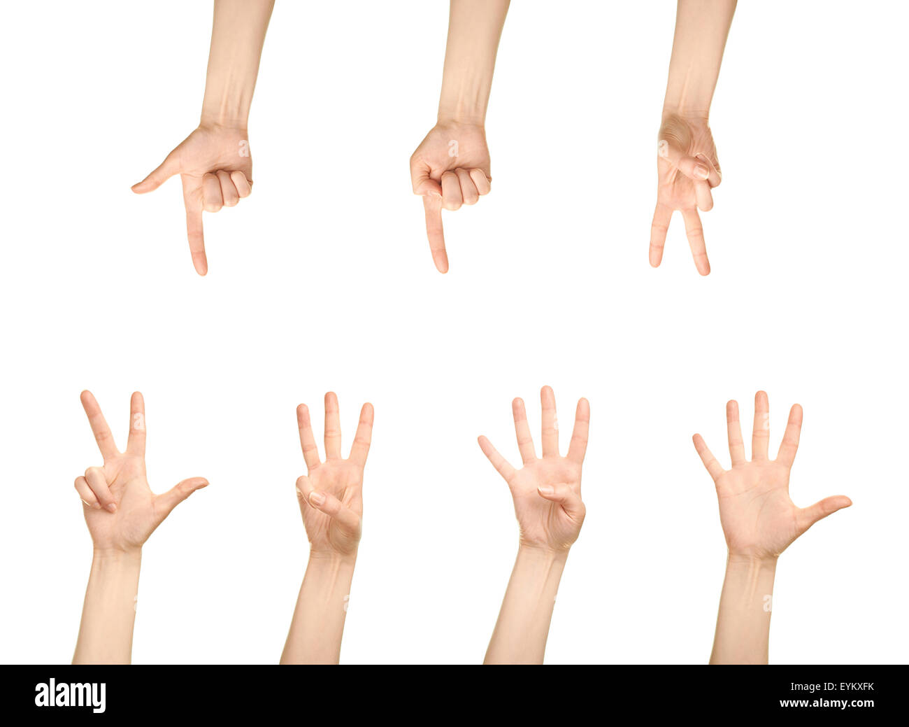 Female caucasian hand number gestures Stock Photo Alamy