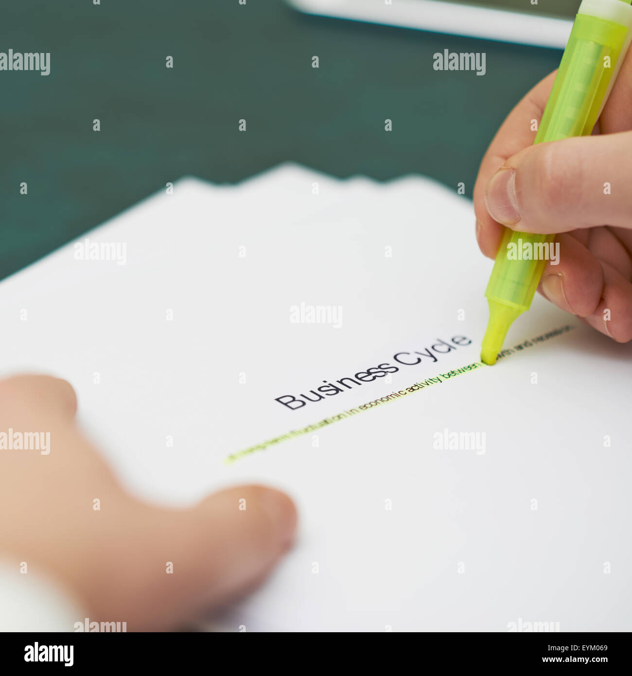 Marking words in a business cycle definition Stock Photo