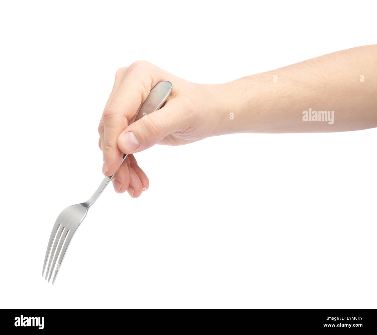 Male hand holding fork Stock Photo Alamy
