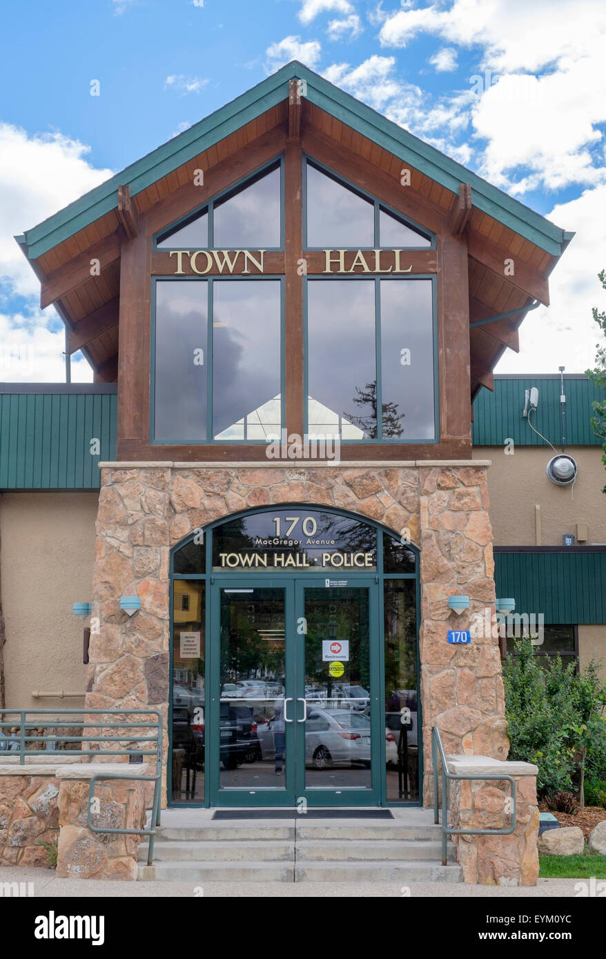 Estes Park Colorado town hall building entrance Stock Photo