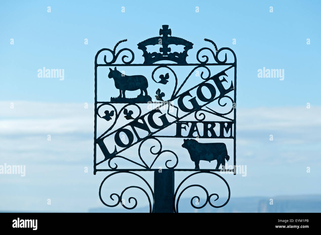 Sign at the entrance to Long Goe Farm, near the village of Mey, Caithness, Scotland, UK Stock Photo