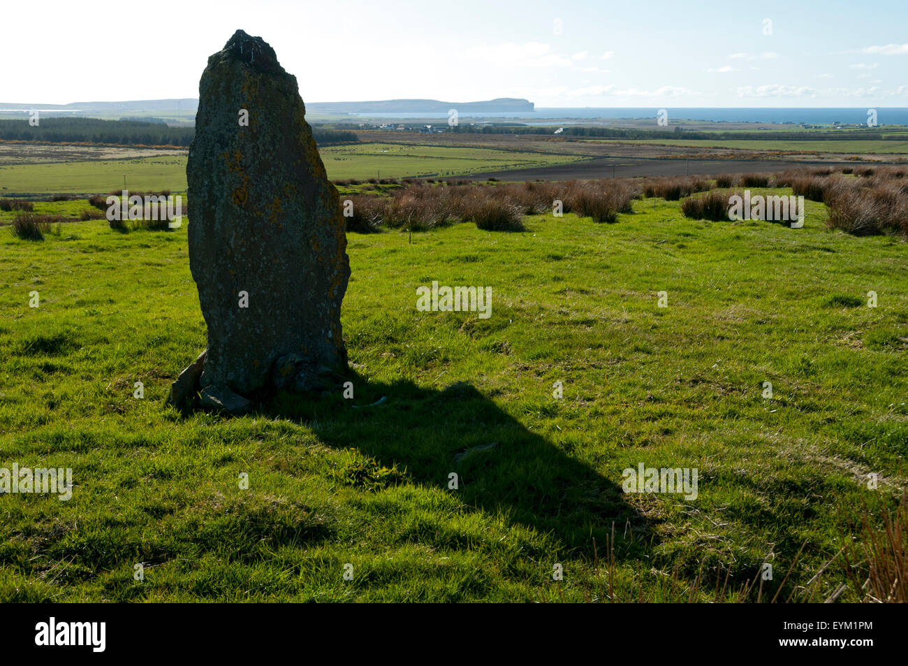 Dunnet Head from the standing stone on the Hill of Rigifa', near the village of Mey, on the north coast of Caithness, Scotland, UK. Stock Photo