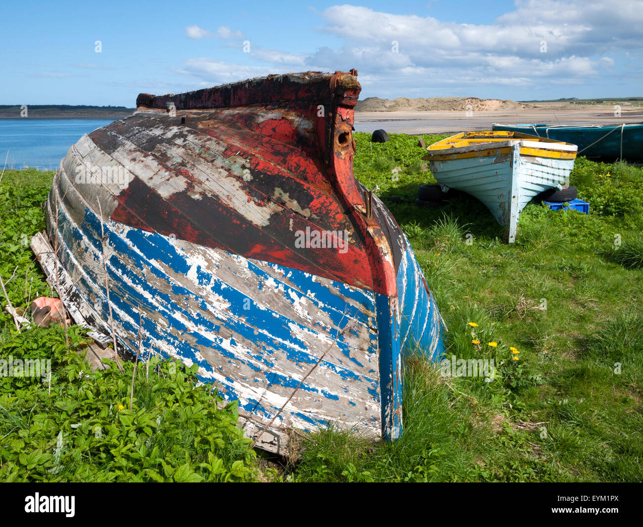 Old upturned boat on coast hi-res stock photography and images - Alamy