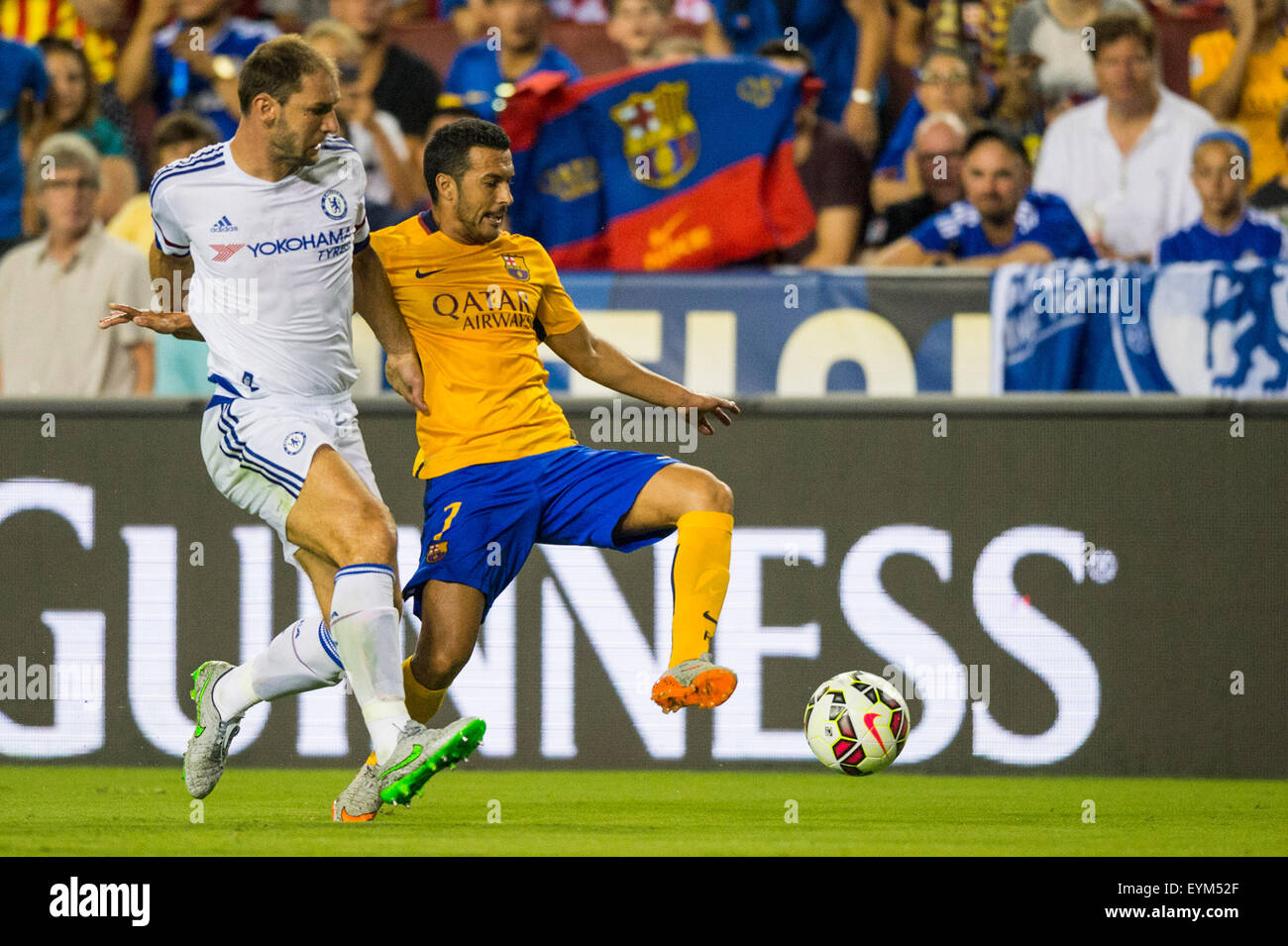 Landover, MD, USA. 28th July, 2015. #7 Barcelona F Pedro during the International  Champions Cup match between Chelsea FC and FC Barcelona at FedEx Field in  Landover, MD. Jacob Kupferman/CSM/Alamy Live News