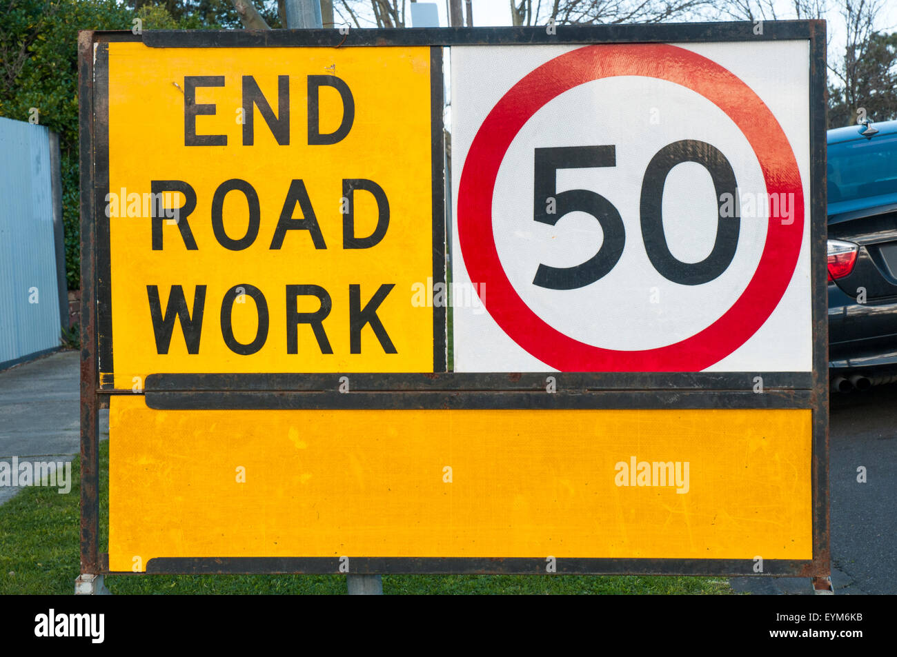 Roadworks speed limit sign, Melbourne, Australia Stock Photo Alamy