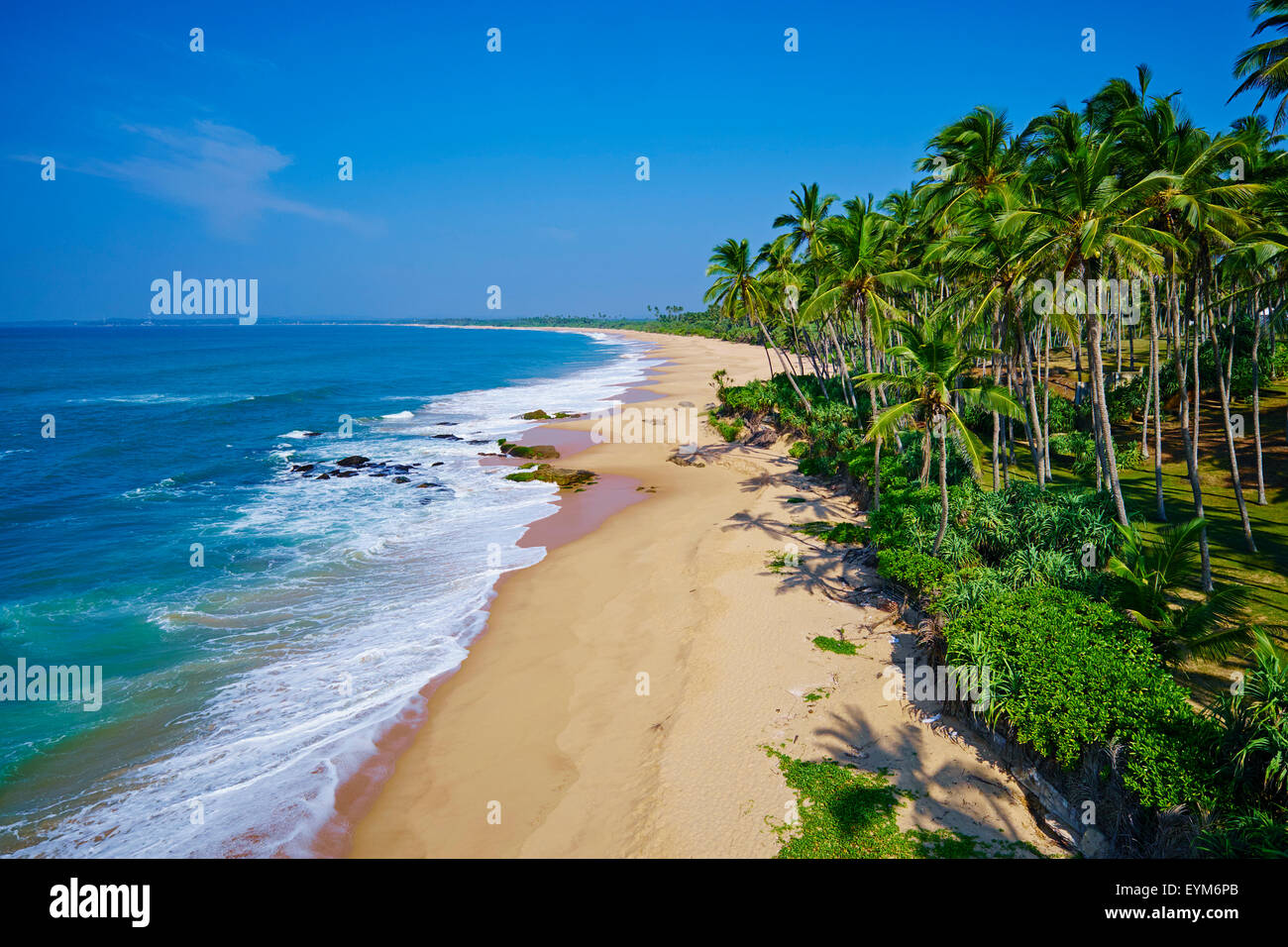 Sri Lanka, Southern Province, South Coast beach, Tangalle beach, aerial view Stock Photo