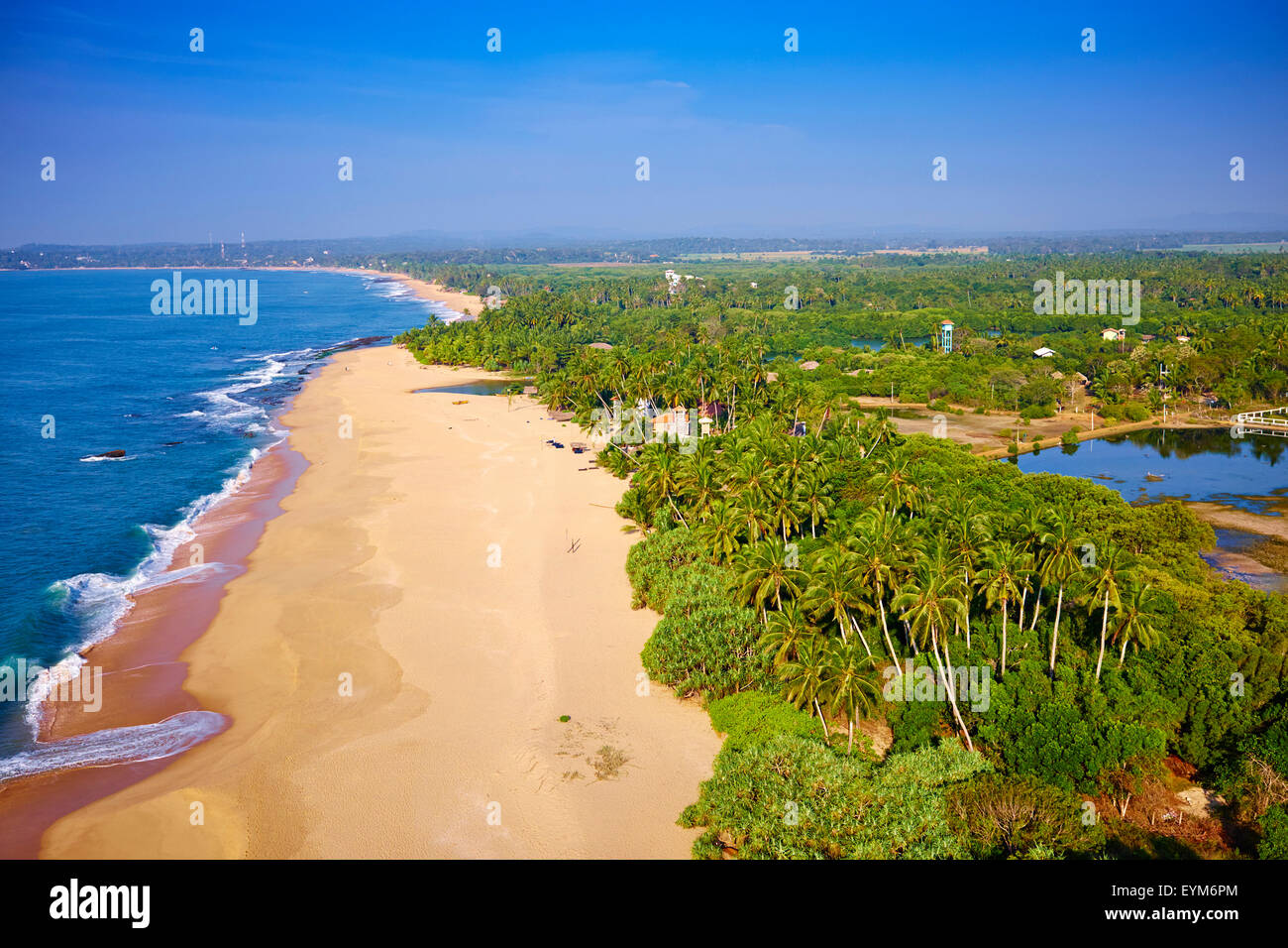 Sri Lanka, Southern Province, South Coast beach, Tangalle beach, aerial view Stock Photo