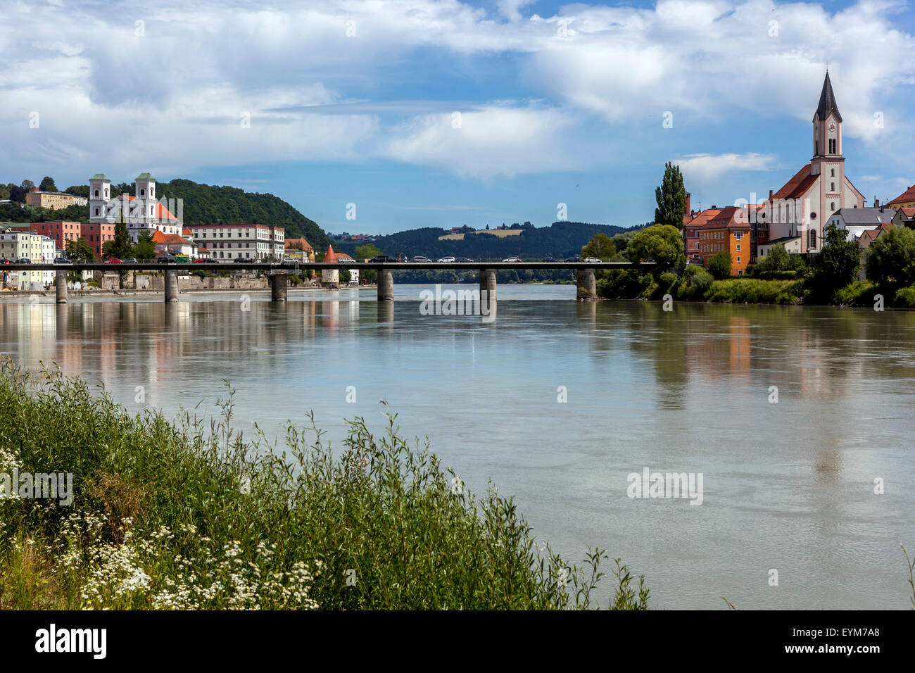 Bridge over the Inn river Passau Lower Bavaria, Germany Stock Photo Alamy