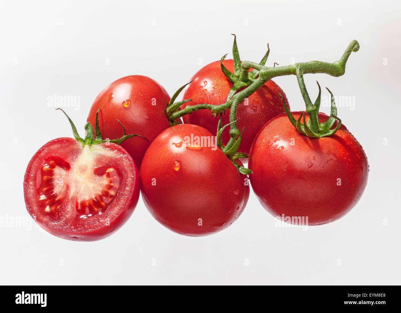 Tomatoes, panicle, cluster, sliced, studio, Solanum licopersicum, solanum Stock Photo