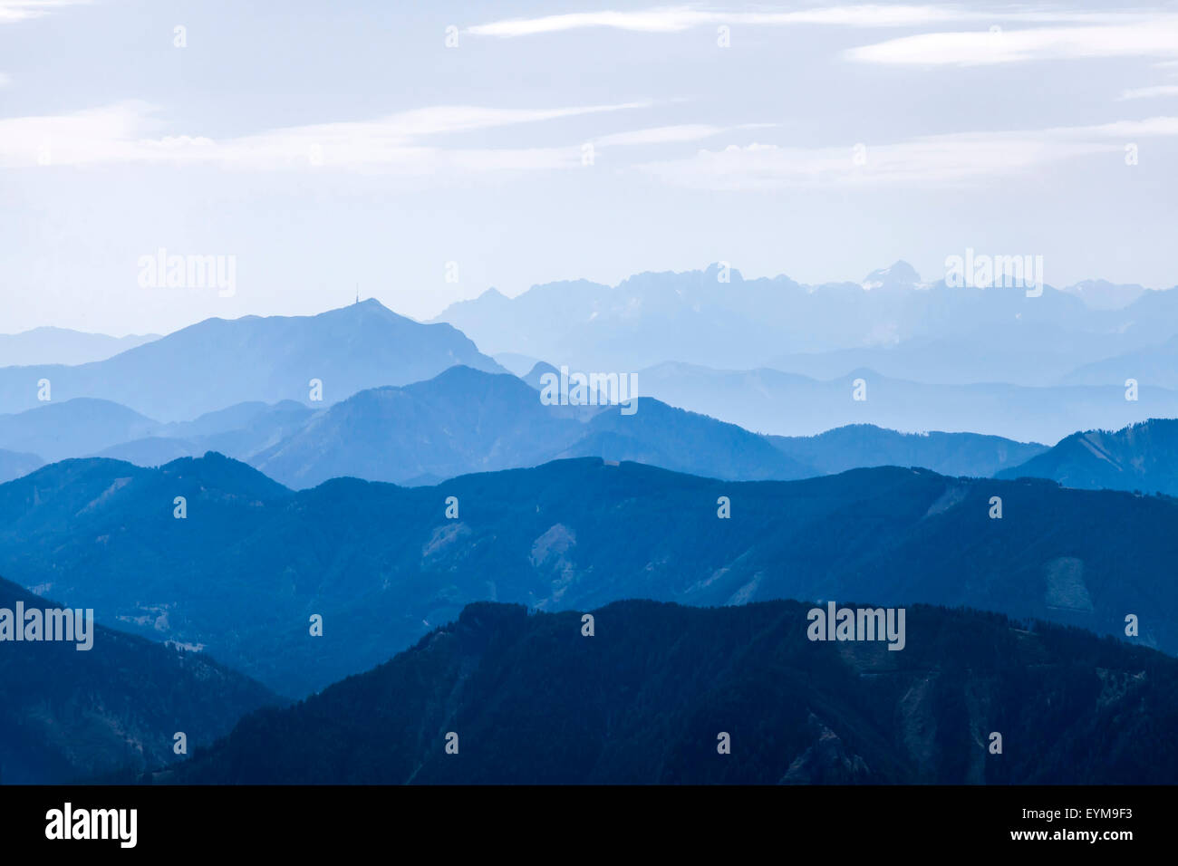 Bergketten in Kärnten, Blick vom Goldeck Richtung Süden, Kärnten, Österreich Stock Photo
