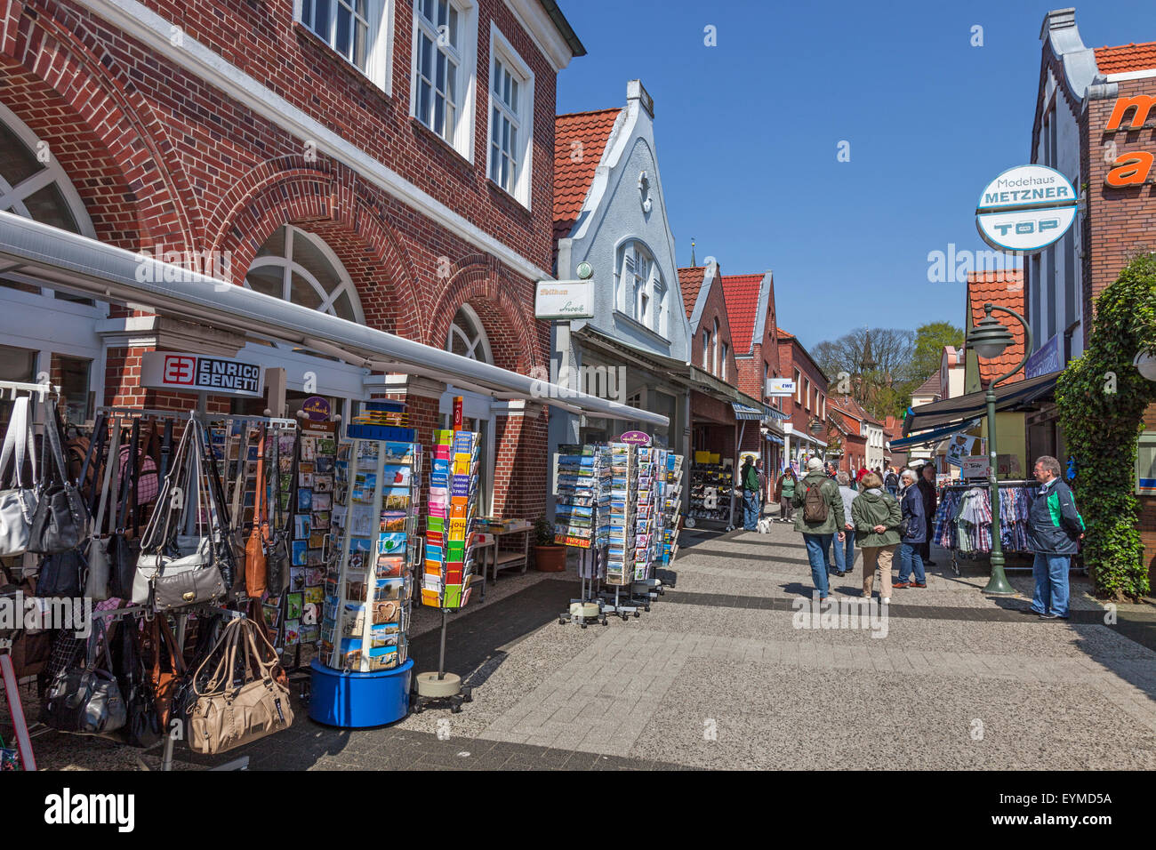 Shopping street, Steinstrasse, shops in the old town of Esens,  Harlingerland, East Friesland, Lower Saxony, Germany, Europe Stock Photo -  Alamy