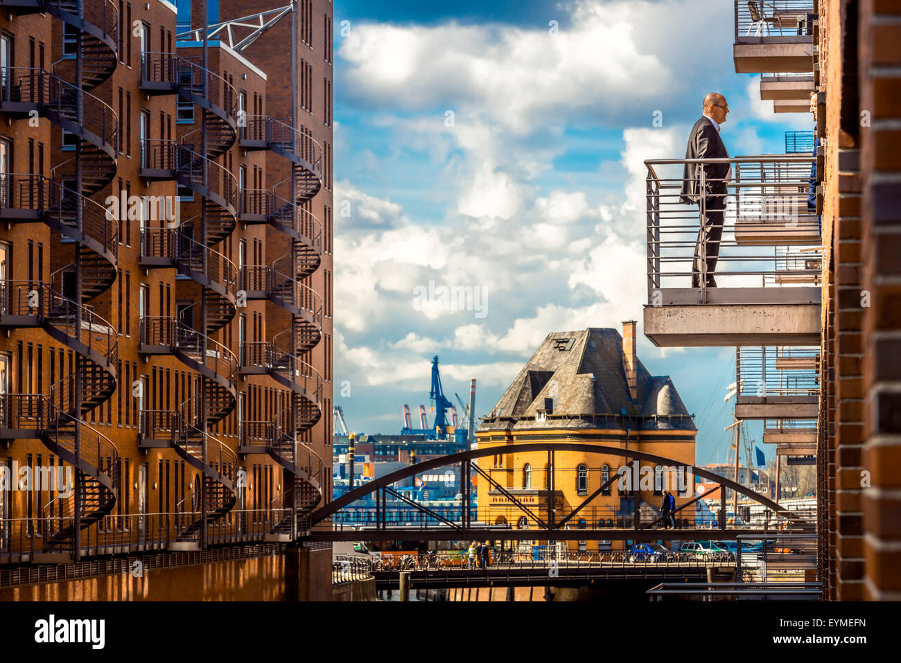Germany, Hamburg, Elbe River, harbour, Speicherstadt (warehouse district), office, work Stock Photo
