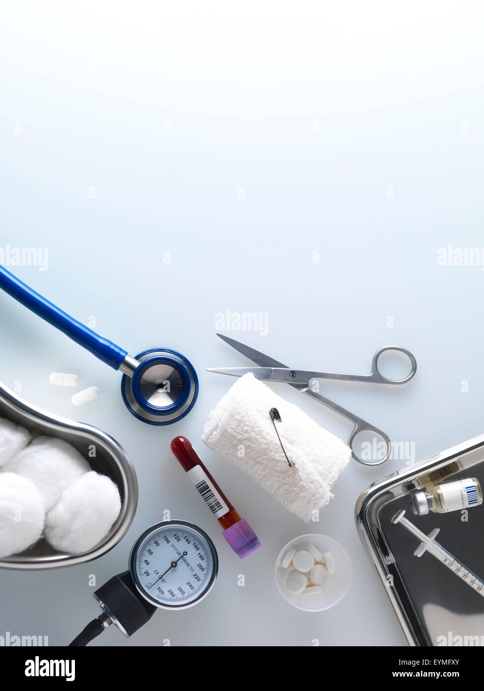 An assortment of medical equipment and consumables Stock Photo