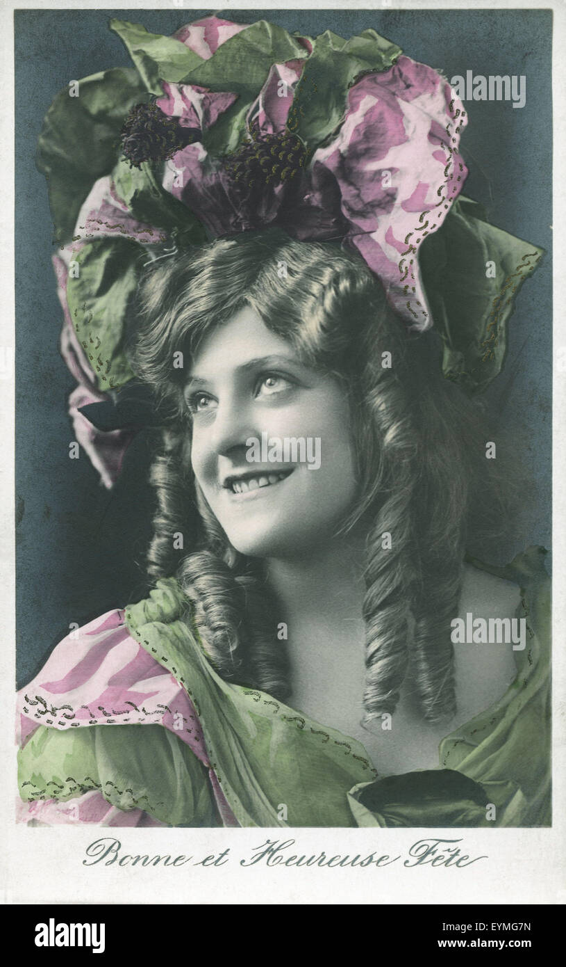 French postcard woman hi-res stock photography and images