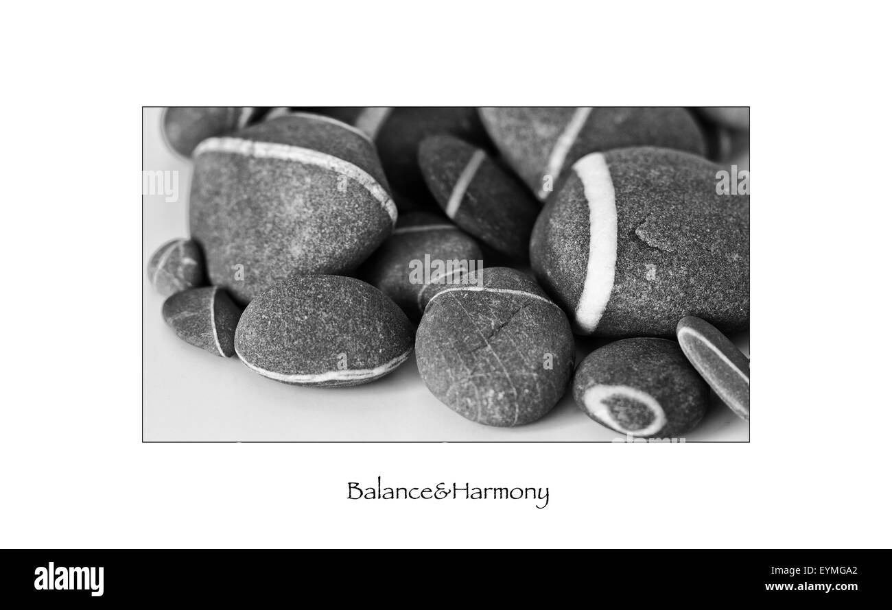 Pebble stones, 'Balance & Harmony', s/w, Stock Photo