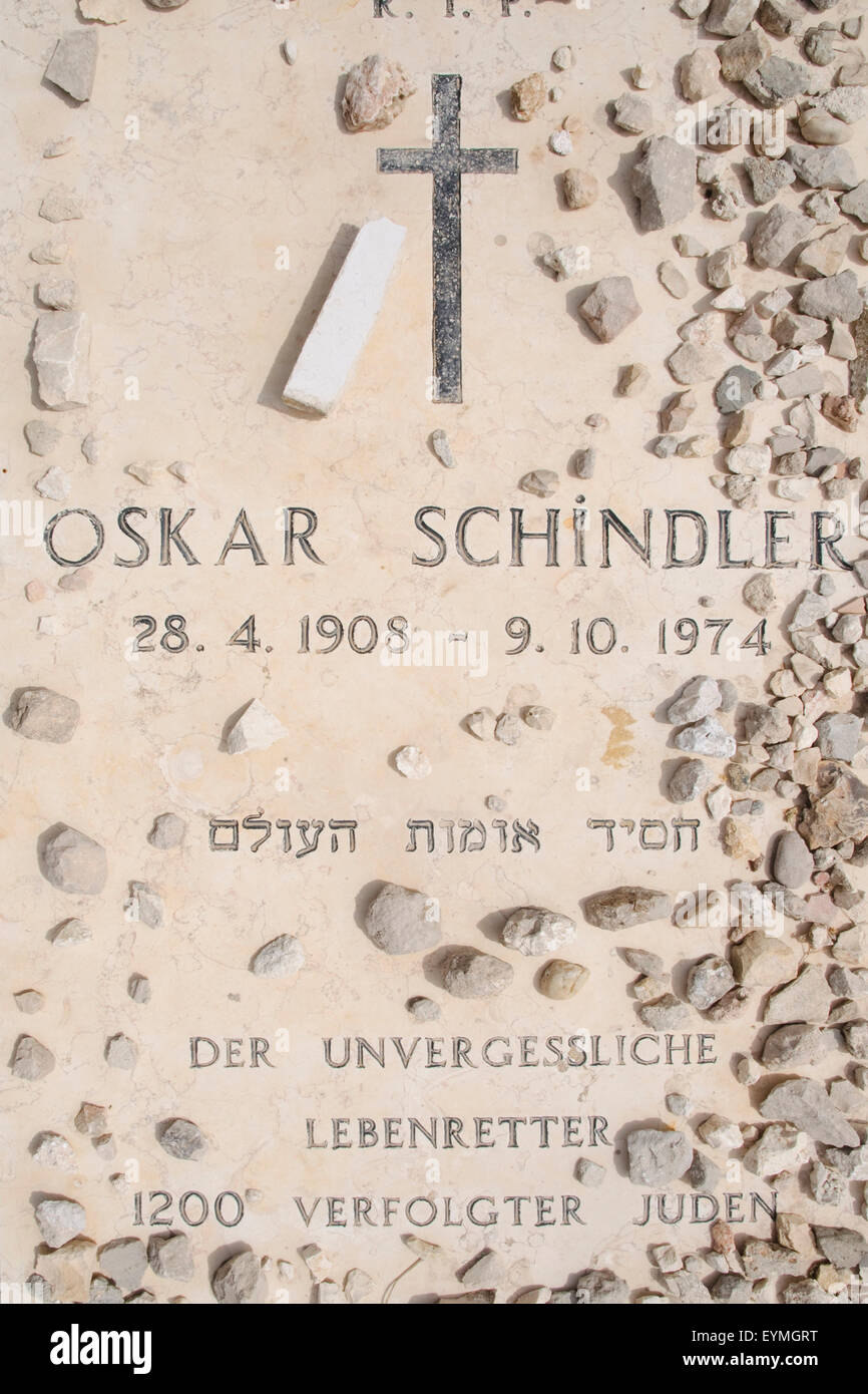 Jerusalem Old Town, mountain Zion, grave Oskar Schindler Catholic cemetery, Israel Stock Photo