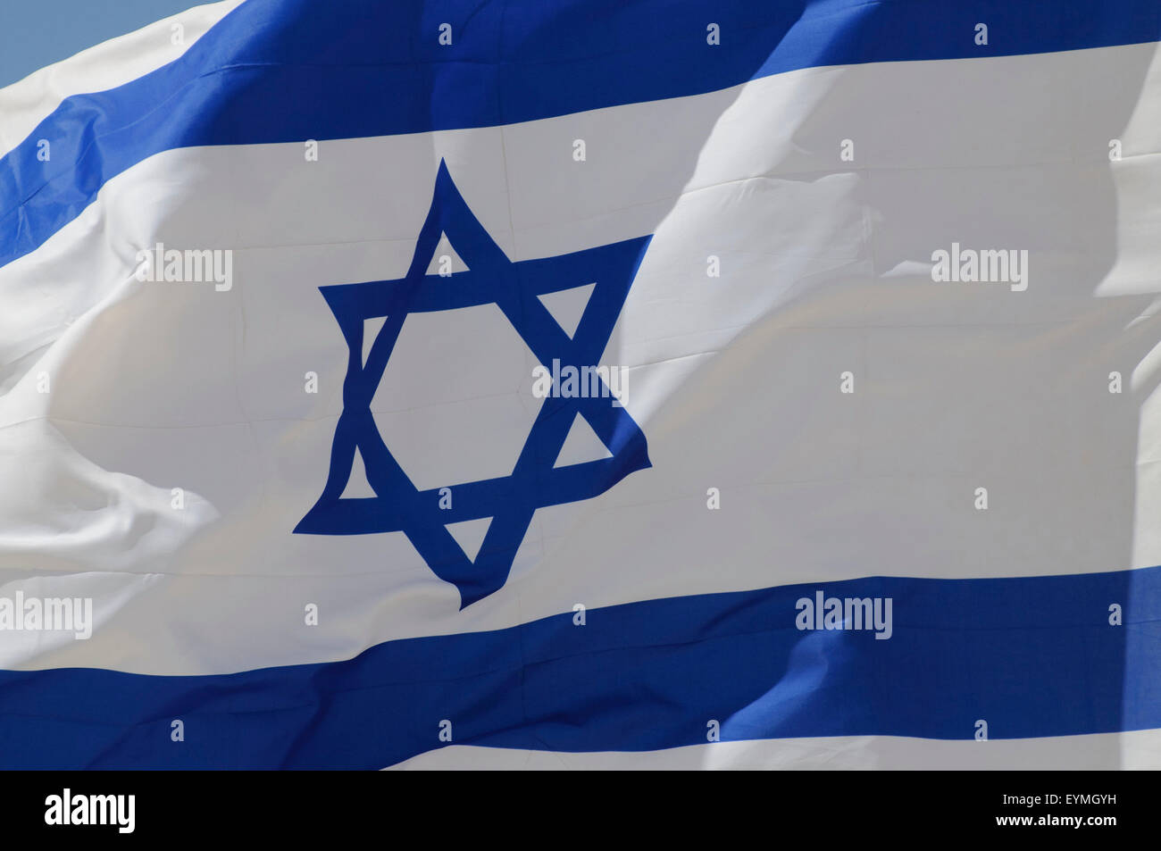 Israeli flag, archaeological excavation site Avdat, Negev, Israel Stock Photo