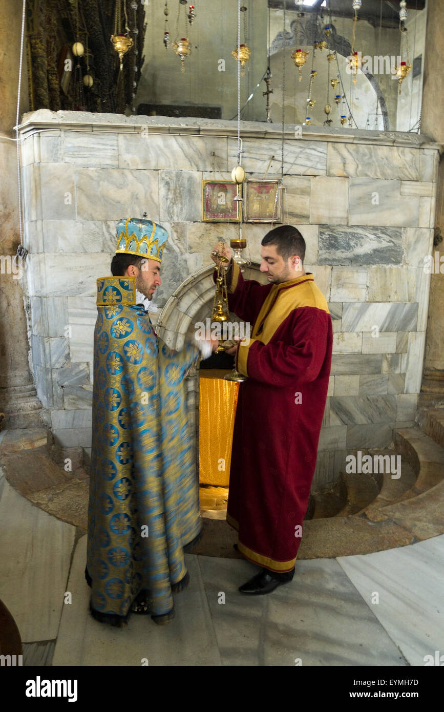 Bethlehem, Church of the Nativity, inside, entrance to the Grotto of the Nativity, Palestine